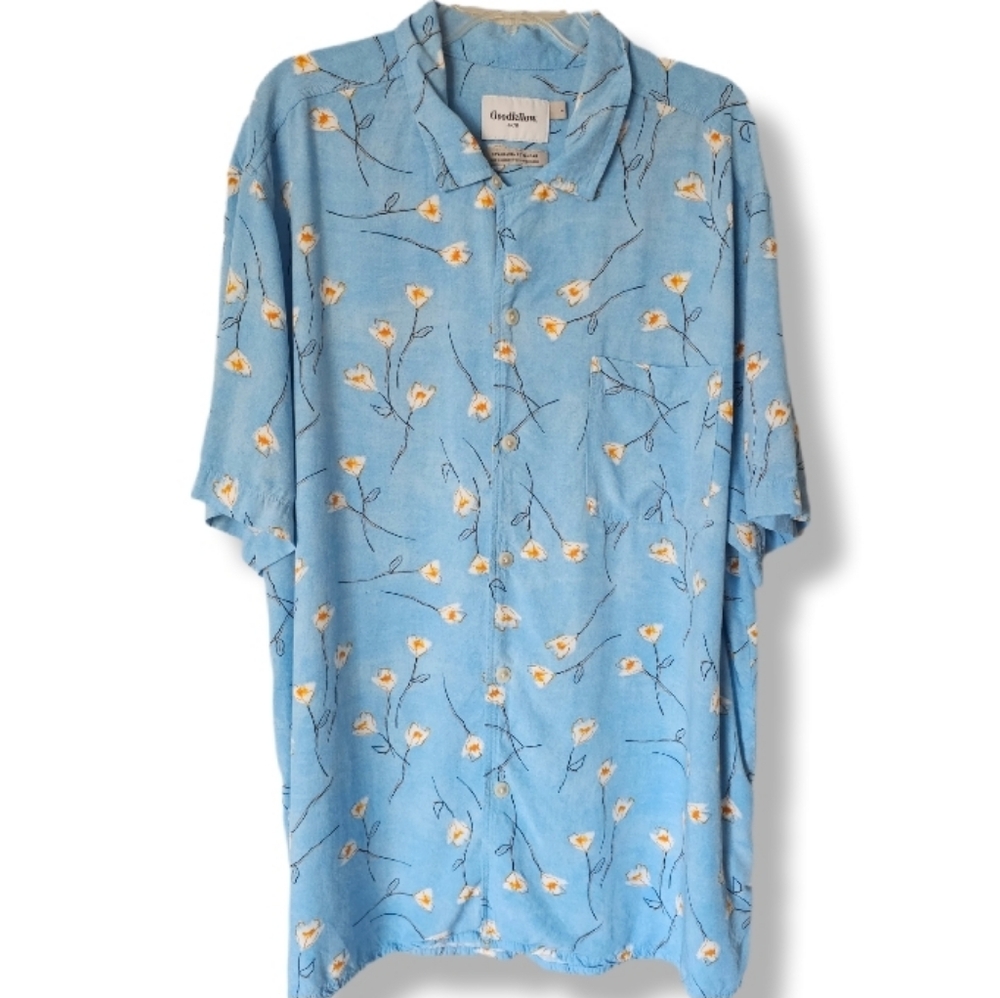 Goodfellow & Co Floral Print Casual Short Sleeve Shirt Travel Summer Sz Large